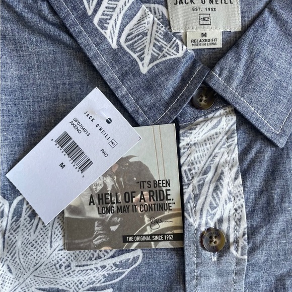 O'Neill Mens Shirt Blue Size Medium Aloha Life Short Sleeve Buttoned Relaxed Fit - Picture 3 of 6